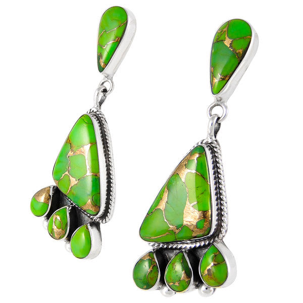 Green Turquoise Earrings Sterling Silver E1162-C76