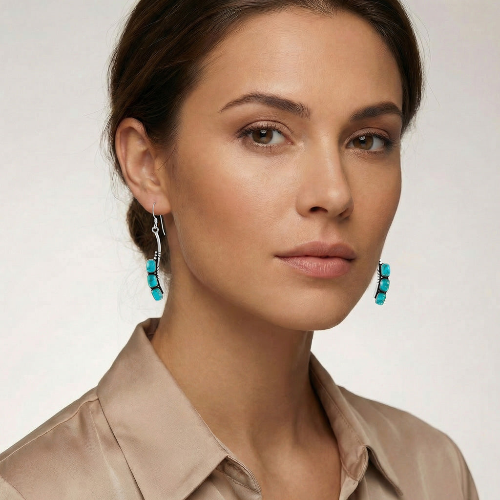 Turquoise Earrings SilverBronzé E1163-SB-C75
