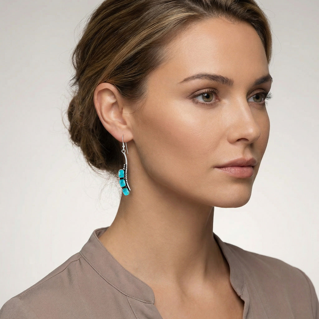 Turquoise Earrings SilverBronzé E1163-SB-C75