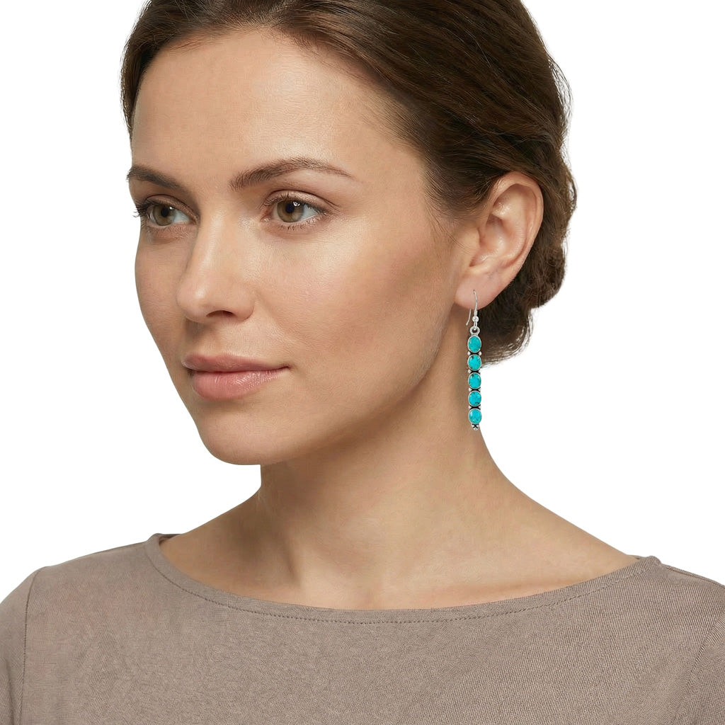 Sterling Silver Earrings Turquoise E1174-C75