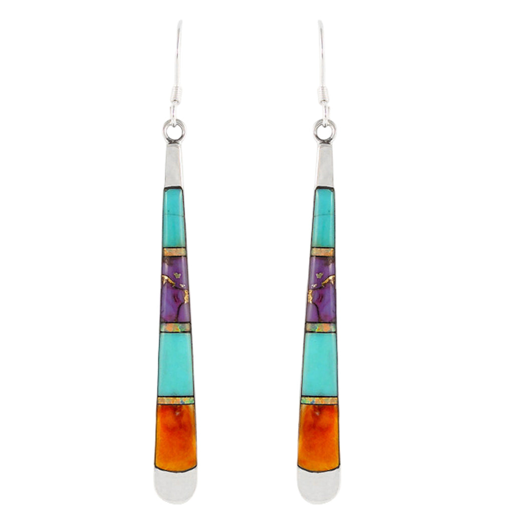 Sterling Silver Earrings Multi Gemstone E1175-C01