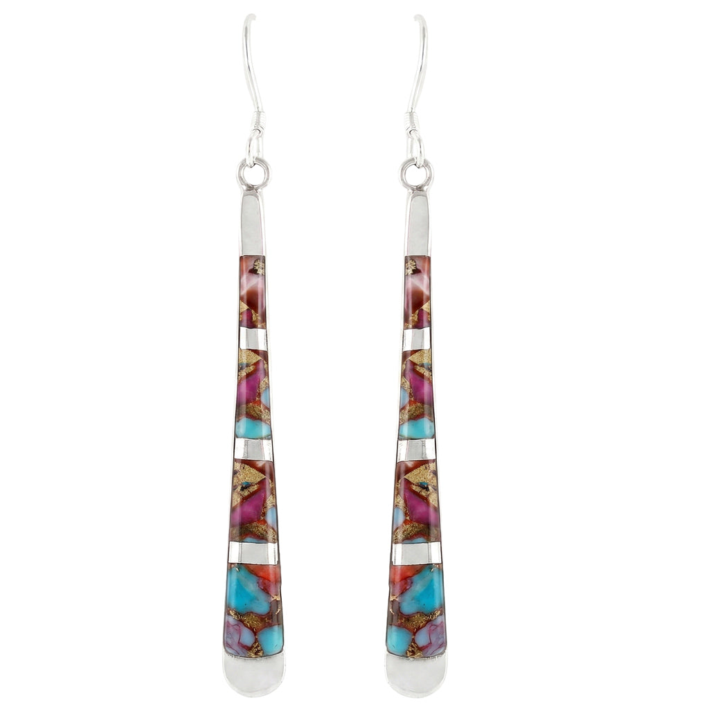 Rainbow Spiny Turquoise Earrings Sterling Silver E1175-C91