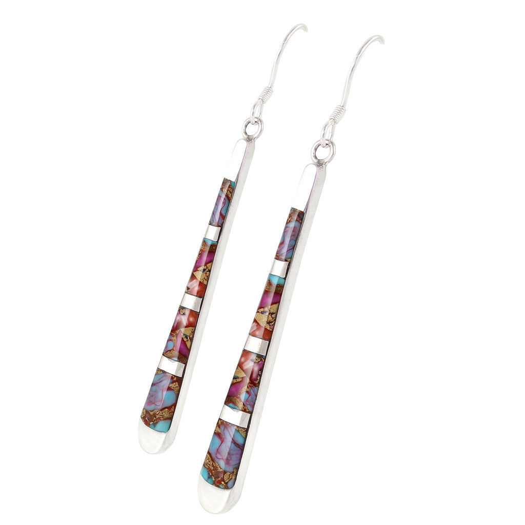 Rainbow Spiny Turquoise Earrings Sterling Silver E1175-C91
