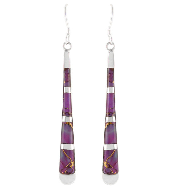 Sterling Silver Earrings Purple Turquoise E1175-C07