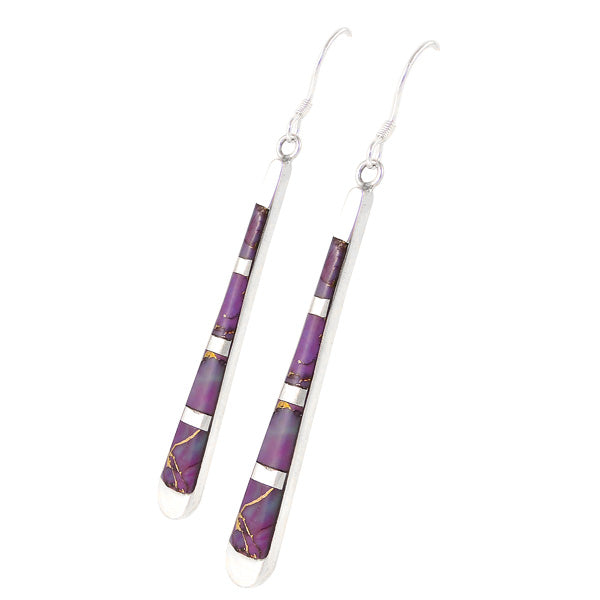 Sterling Silver Earrings Purple Turquoise E1175-C07