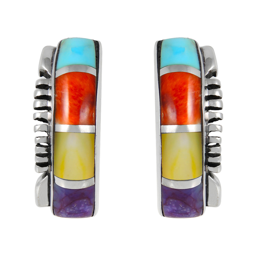 Multi Gemstone Earrings SilverBronzé E1178-SB-C01