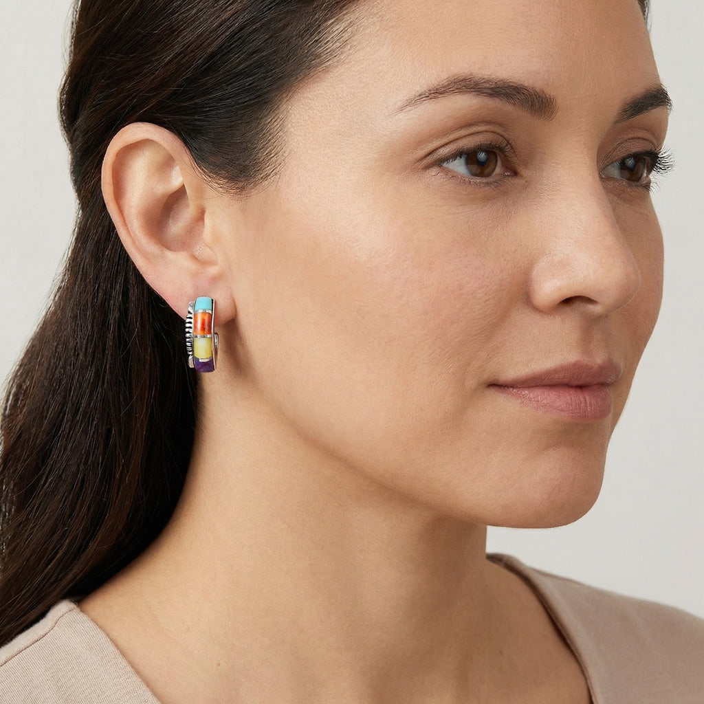 FINAL CLEARANCE - Multi Gemstone Earrings SilveryCopper™ E1178-SB-C01