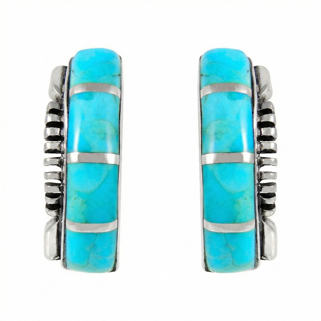 FINAL CLEARANCE - Turquoise Earrings SilveryCopper™ E1178-SB-C05