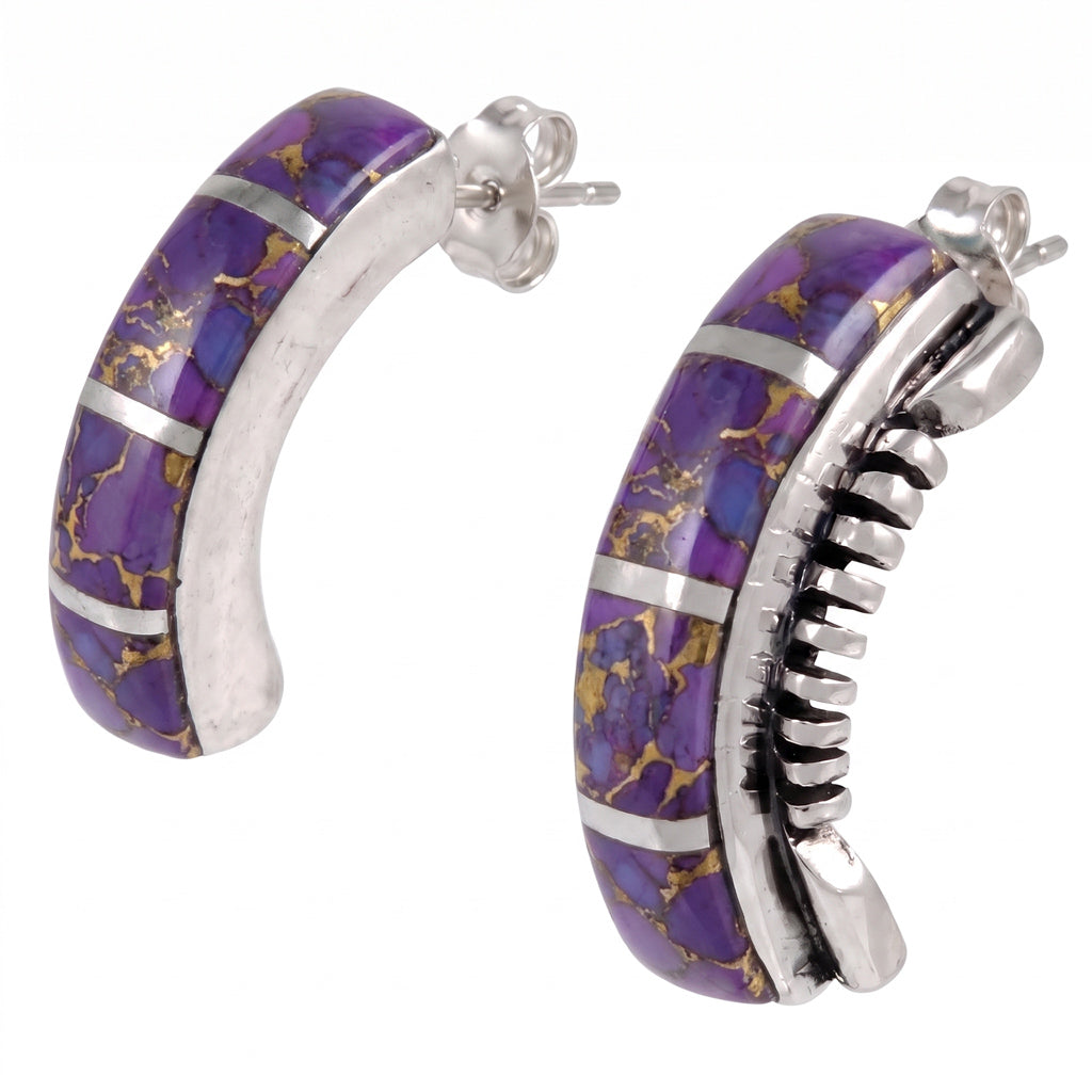Purple Turquoise Earrings Sterling Silver E1178-C07