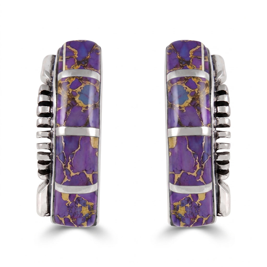 Purple Turquoise Earrings Sterling Silver E1178-C07