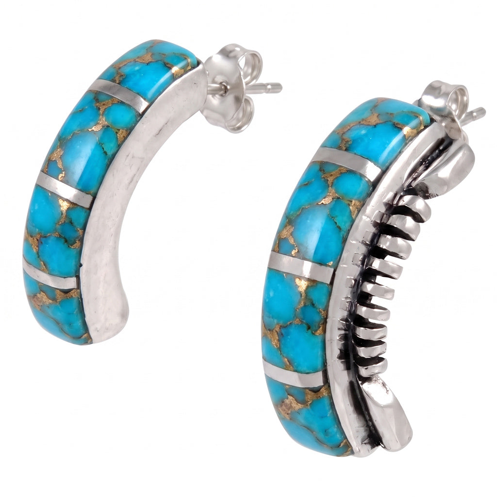 Matrix Turquoise Earrings Sterling Silver E1178-C84