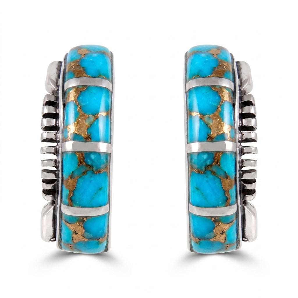 Matrix Turquoise Earrings Sterling Silver E1178-C84