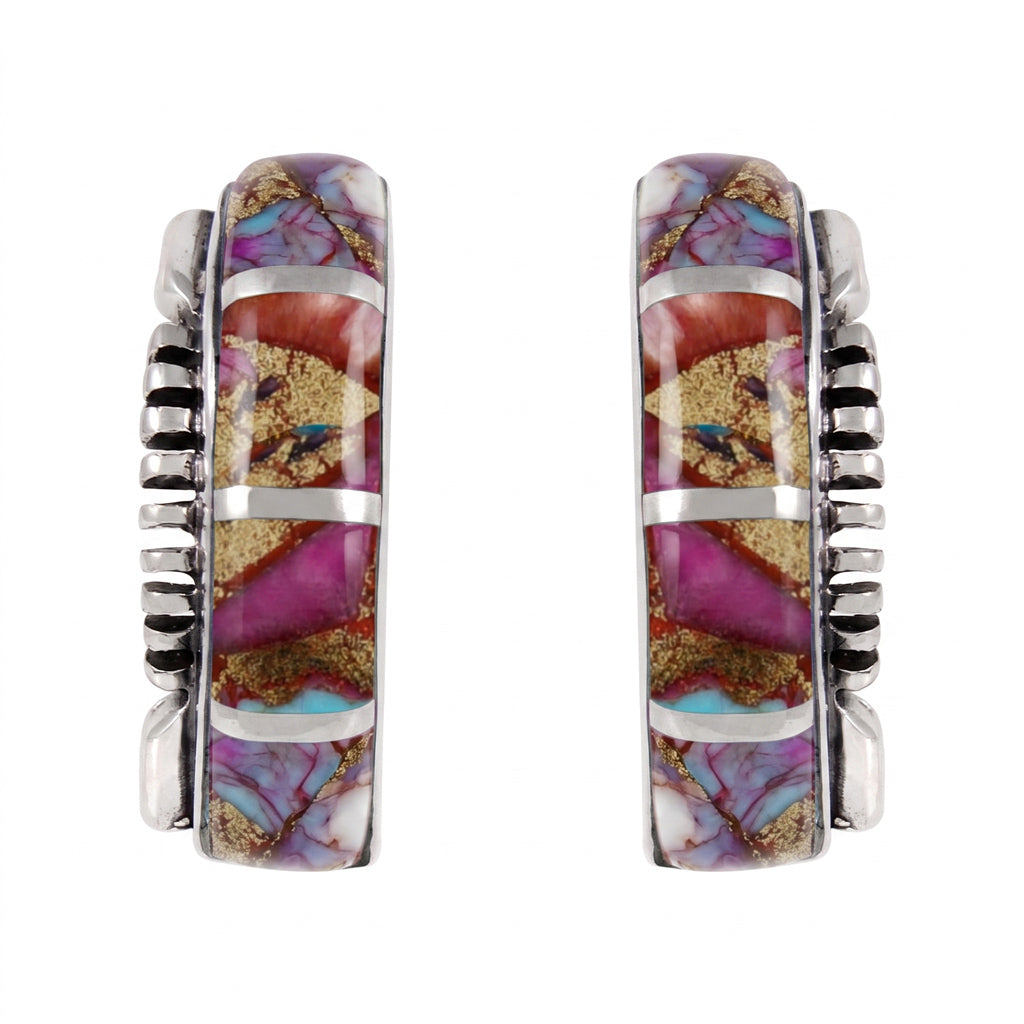 Rainbow Spiny Turquoise Earrings Sterling Silver E1178-C91