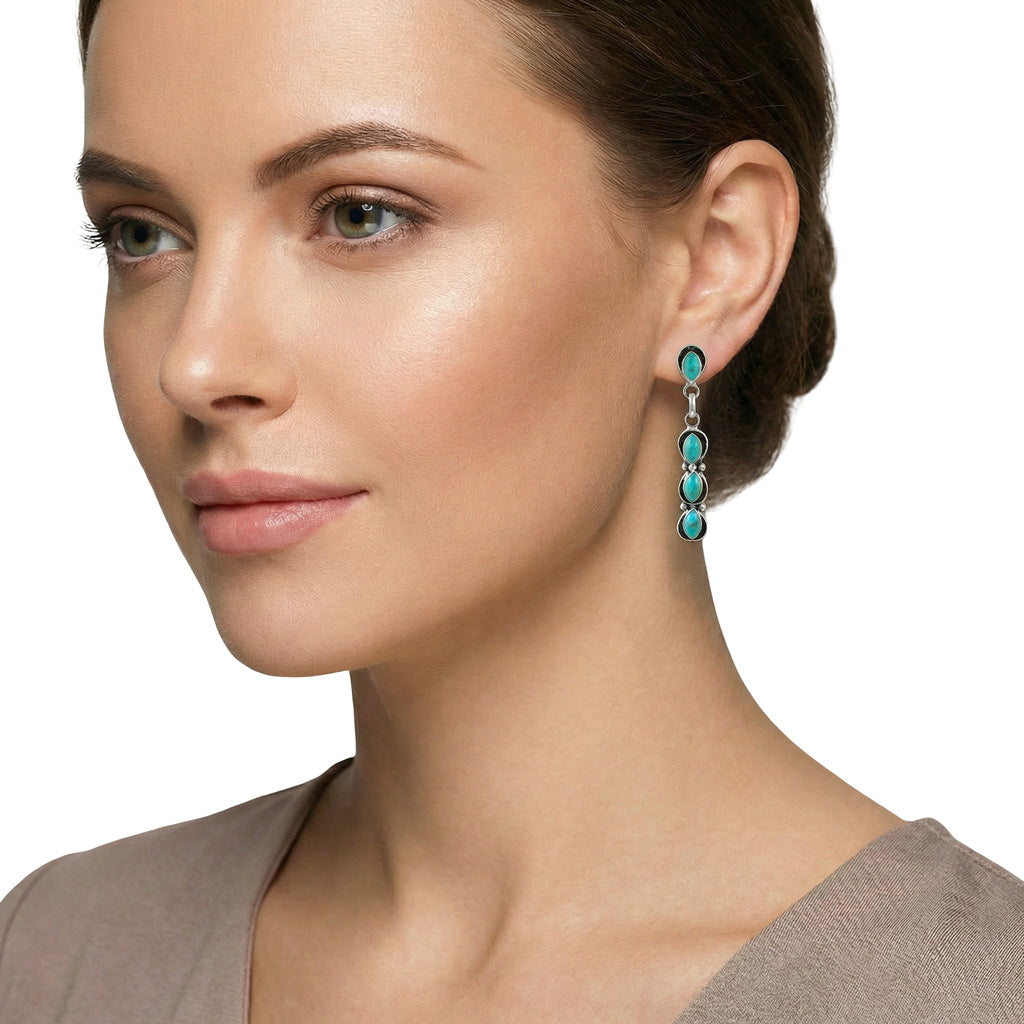 Sterling Silver Earrings Turquoise E1179-C75