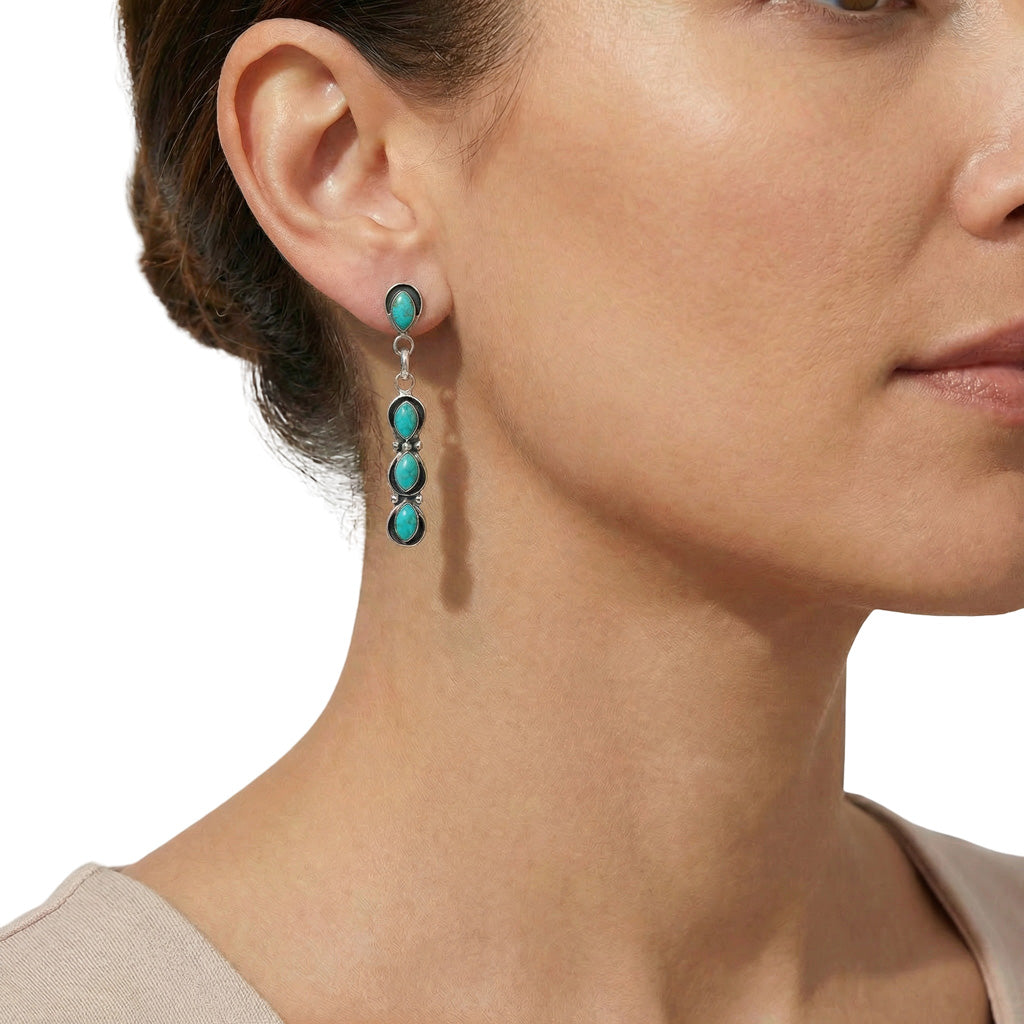 Sterling Silver Earrings Turquoise E1179-C75