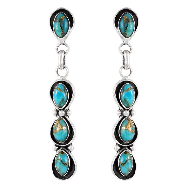 Sterling Silver Earrings Matrix Turquoise E1179-C84