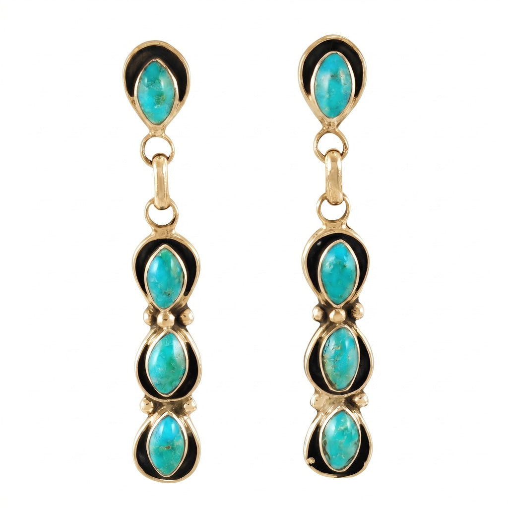 Turquoise Earrings GoldCopper E1179-GB-C75