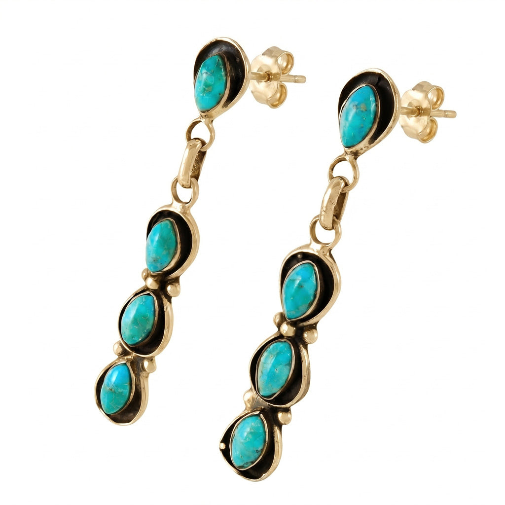 Turquoise Earrings GoldCopper E1179-GB-C75