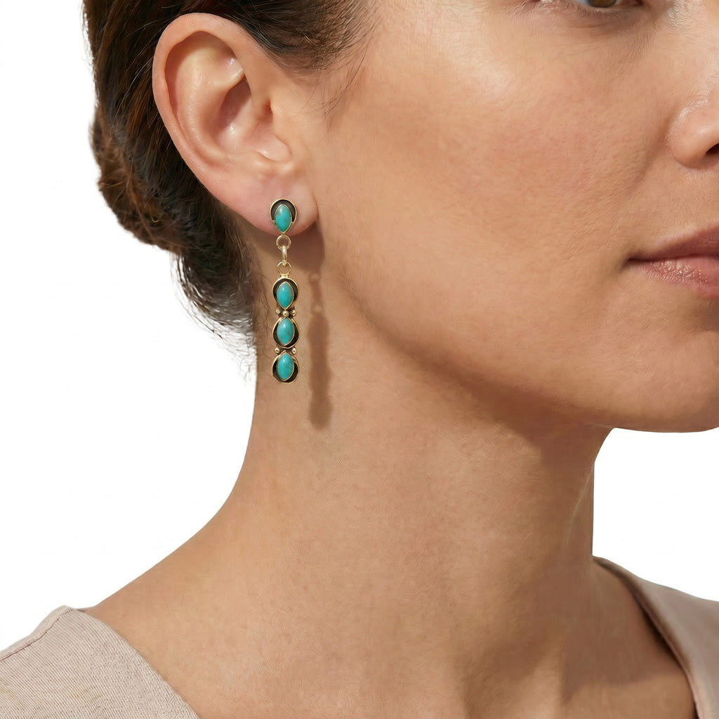 Turquoise Earrings GoldCopper E1179-GB-C75