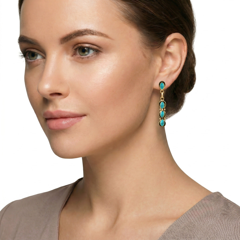 Turquoise Earrings GoldCopper E1179-GB-C75
