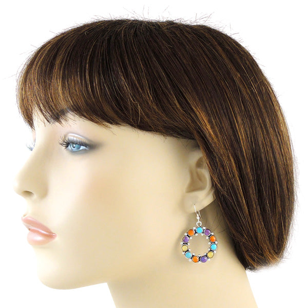 Sterling Silver Flower Earrings Multicolor E1183-C71