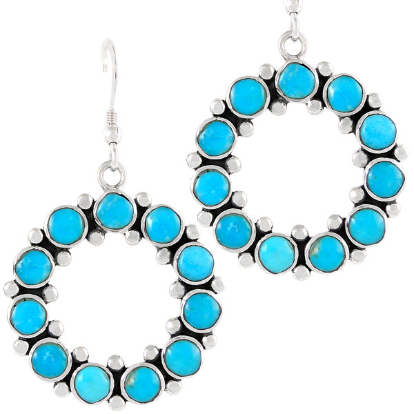 Sterling Silver Flower Earrings Turquoise E1183-C75