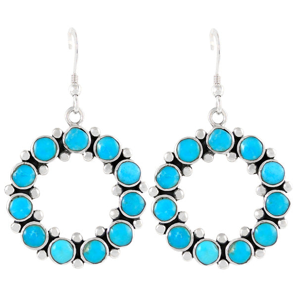 Sterling Silver Flower Earrings Turquoise E1183-C75