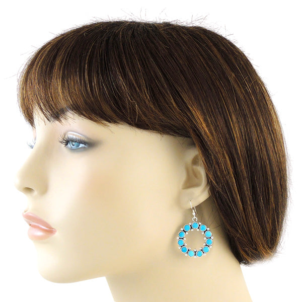 Sterling Silver Flower Earrings Turquoise E1183-C75