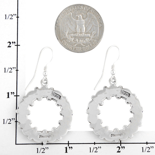 Sterling Silver Flower Earrings Turquoise E1183-C75
