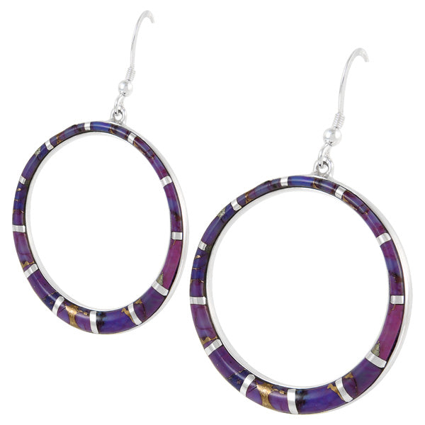 Sterling Silver Earrings Purple Turquoise E1187-C07