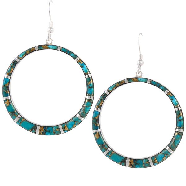 Sterling Silver Earrings Matrix Turquoise E1187-C84