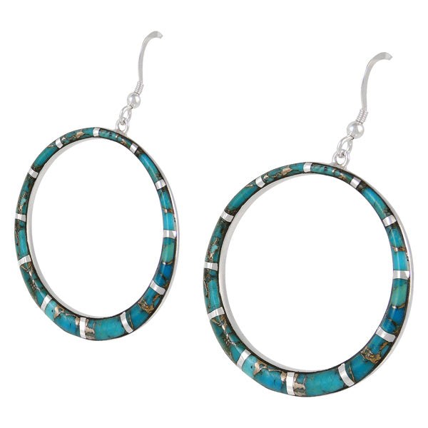 Sterling Silver Earrings Matrix Turquoise E1187-C84