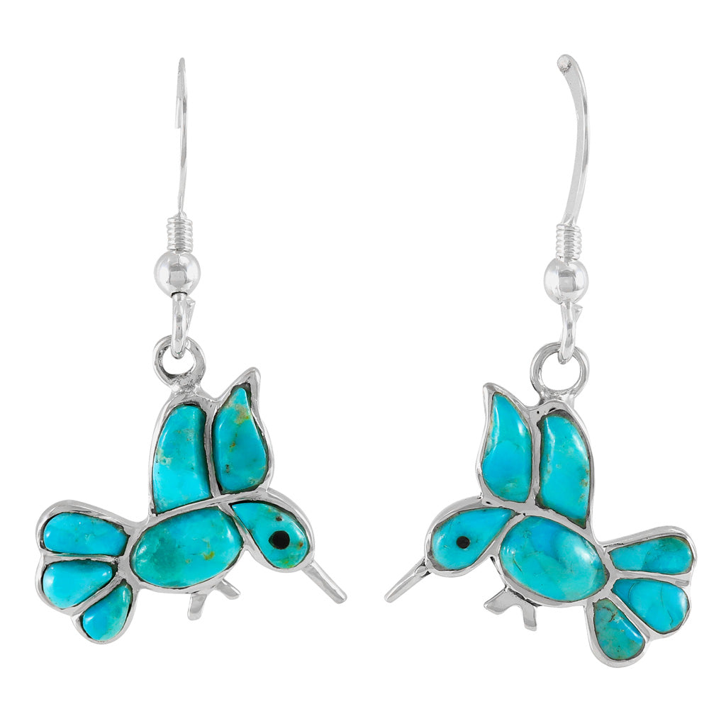 Humming Bird Turquoise Earrings SilverBronzé E1188W-SB-C05