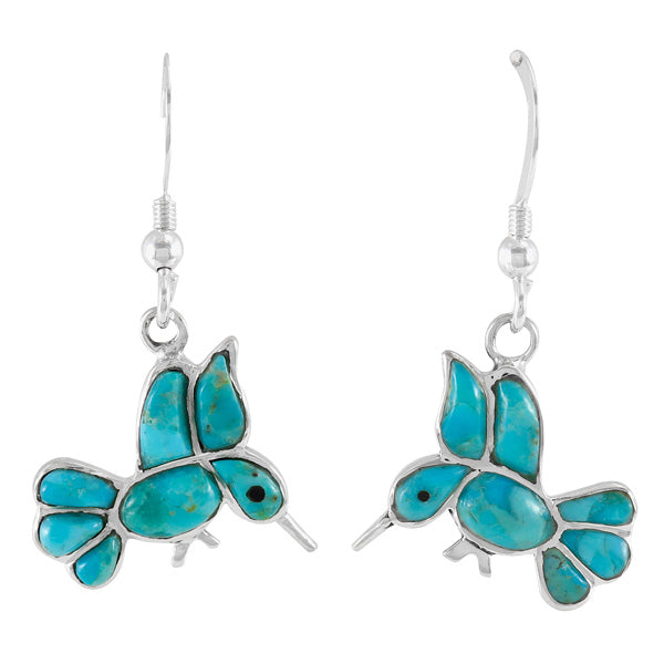 Sterling Silver Hummingbird Earrings Turquoise E1188W-C05
