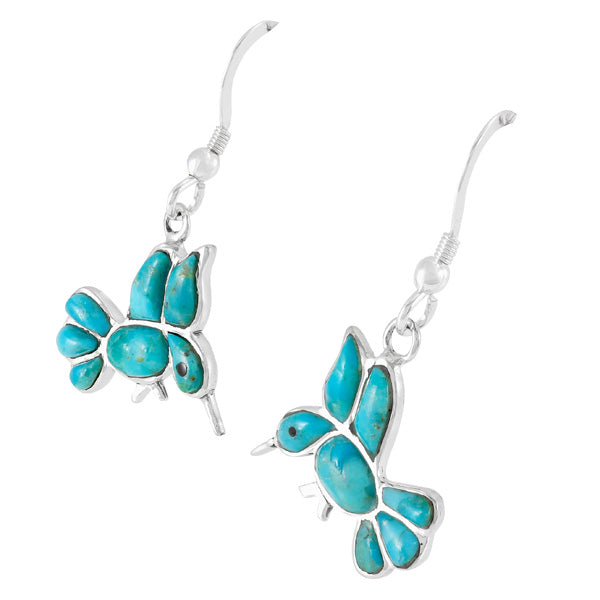 Sterling Silver Hummingbird Earrings Turquoise E1188W-C05