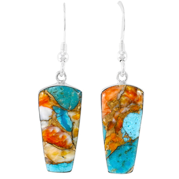 Sterling Silver Earrings Spiny Turquoise E1190-C89