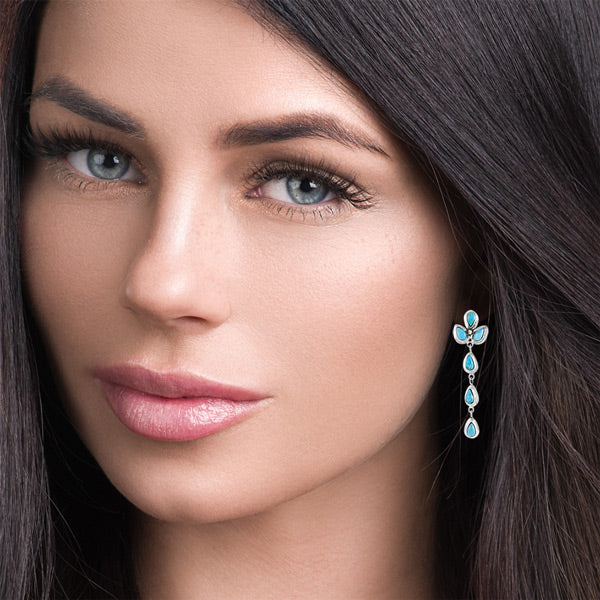 Turquoise Chandelier Earrings Sterling Silver E1204-LG-C75