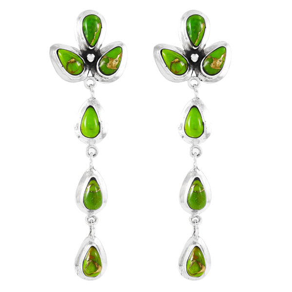 Green Turquoise Chandelier Earrings Sterling Silver E1204-LG-C76
