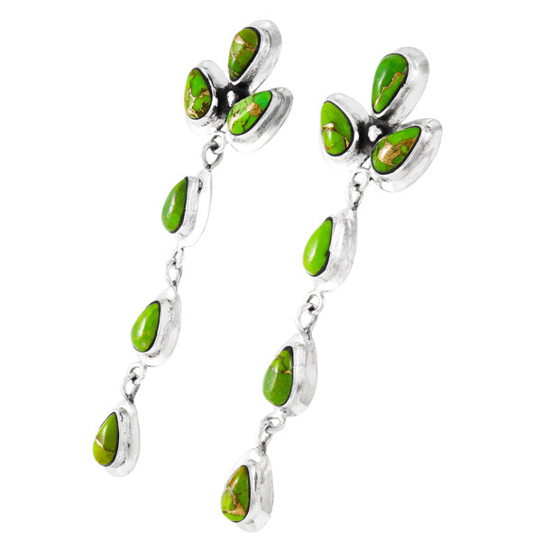 Green Turquoise Chandelier Earrings Sterling Silver E1204-LG-C76