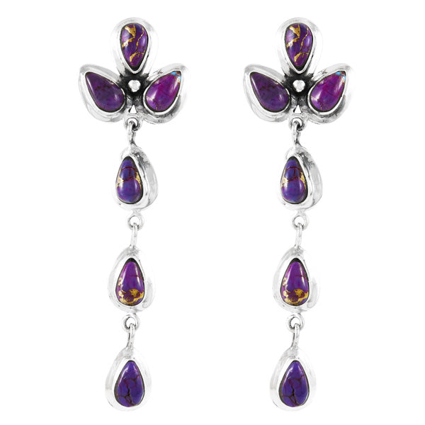 Purple Turquoise Chandelier Earrings Sterling Silver E1204-LG-C77