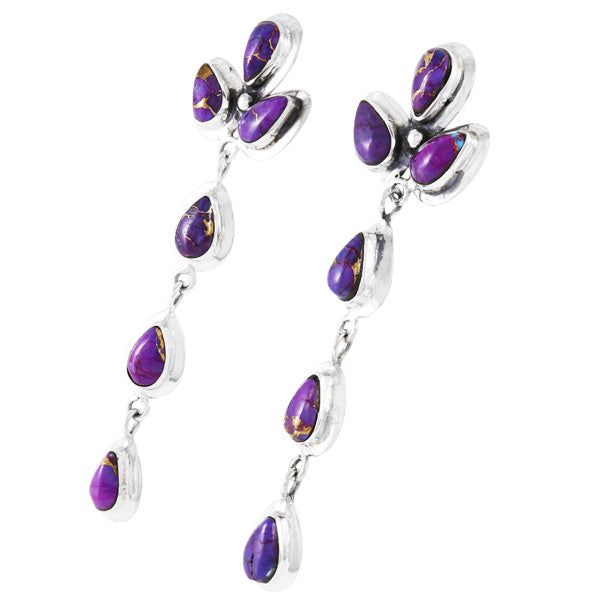 Purple Turquoise Chandelier Earrings Sterling Silver E1204-LG-C77