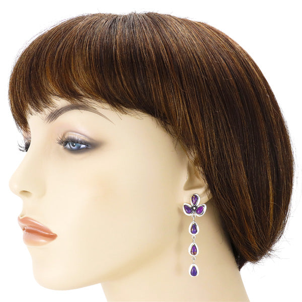 Purple Turquoise Chandelier Earrings Sterling Silver E1204-LG-C77