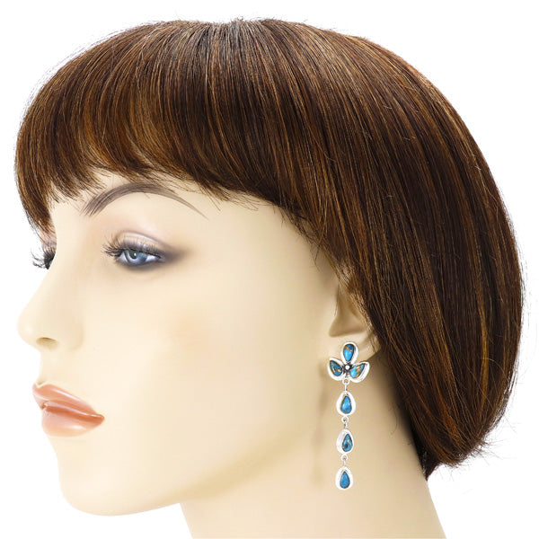 Matrix Turquoise Chandelier Earrings Sterling Silver E1204-LG-C84