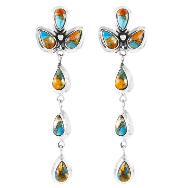 Spiny Turquoise Chandelier Earrings Sterling Silver E1204-LG-C89