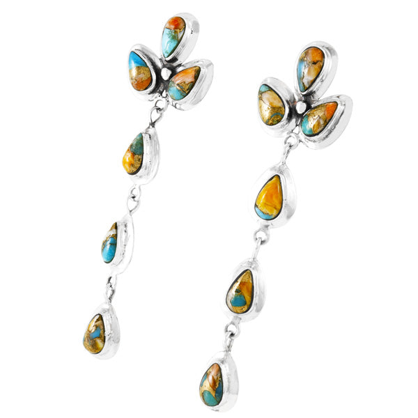 Spiny Turquoise Chandelier Earrings Sterling Silver E1204-LG-C89