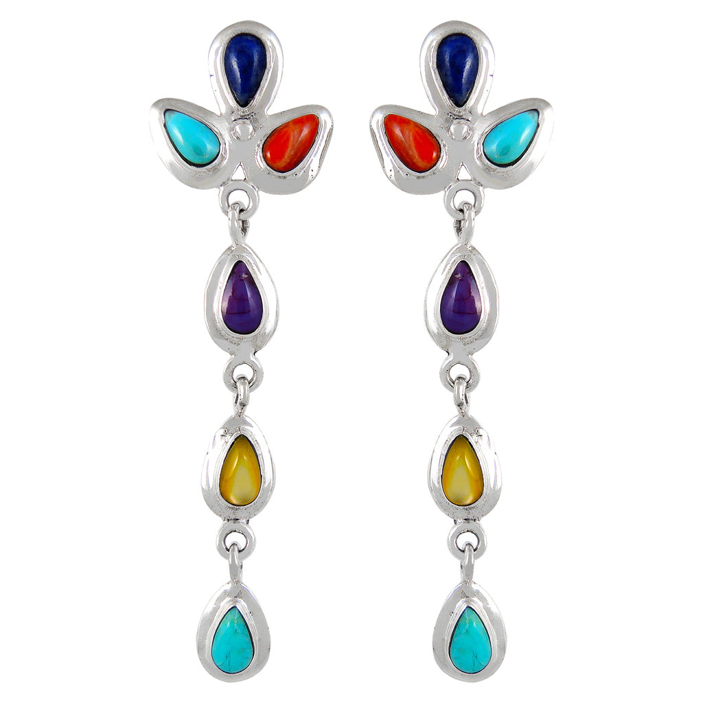 Multi Gemstone Earrings SilverBronzé E1204-SM-SB-C71