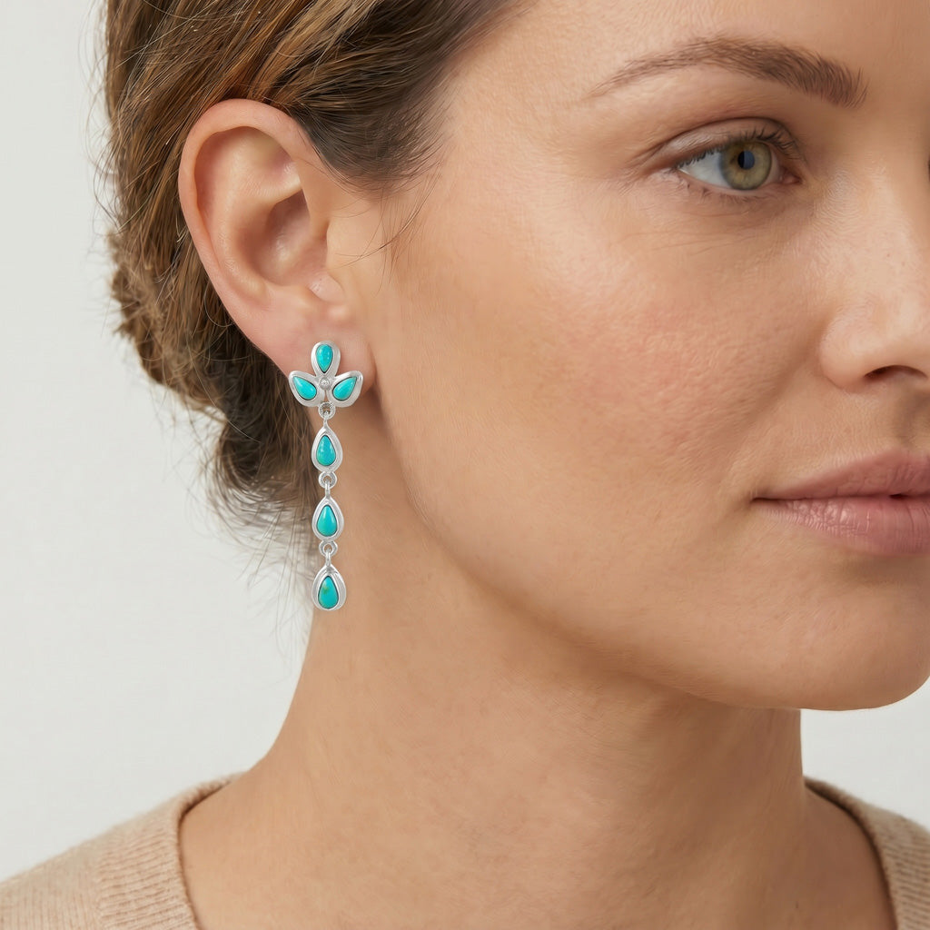 Sterling Silver Chandelier Earrings Turquoise E1204-SM-C75