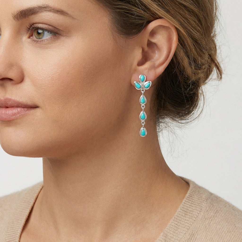 FINAL CLEARANCE - Turquoise Earrings SilveryCopper™ E1204-SM-SB-C75