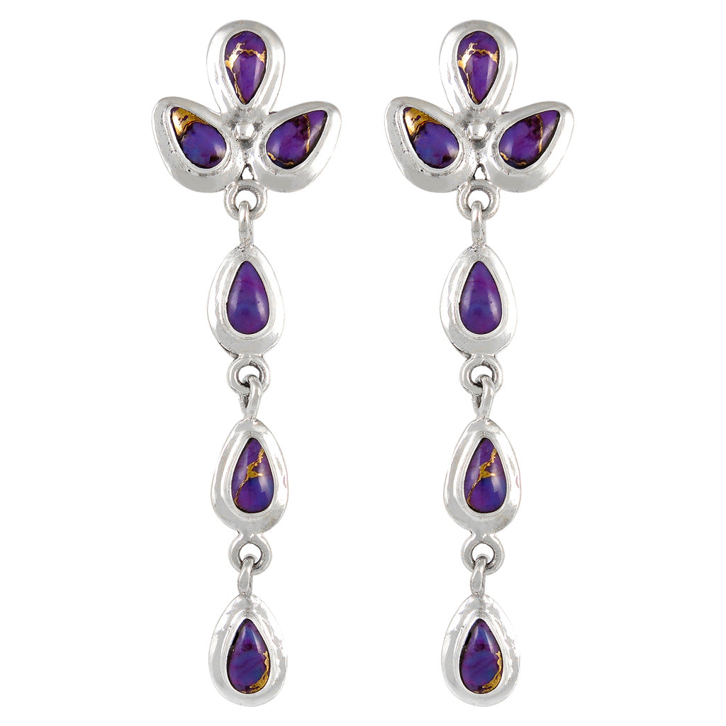 Purple Turquoise Chandelier Earrings Sterling Silver E1204-SM-C77