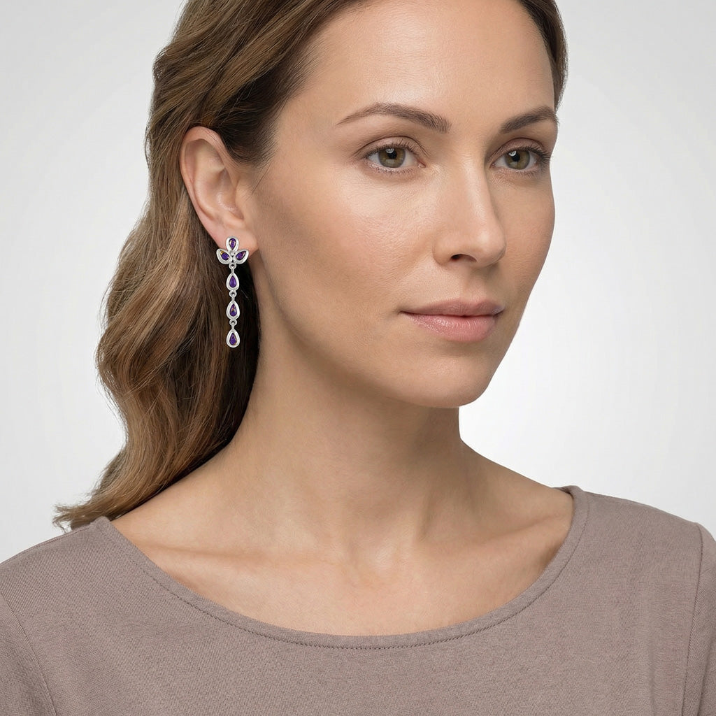 FINAL CLEARANCE - Purple Turquoise Earrings SilveryCopper™ E1204-SM-SB-C77